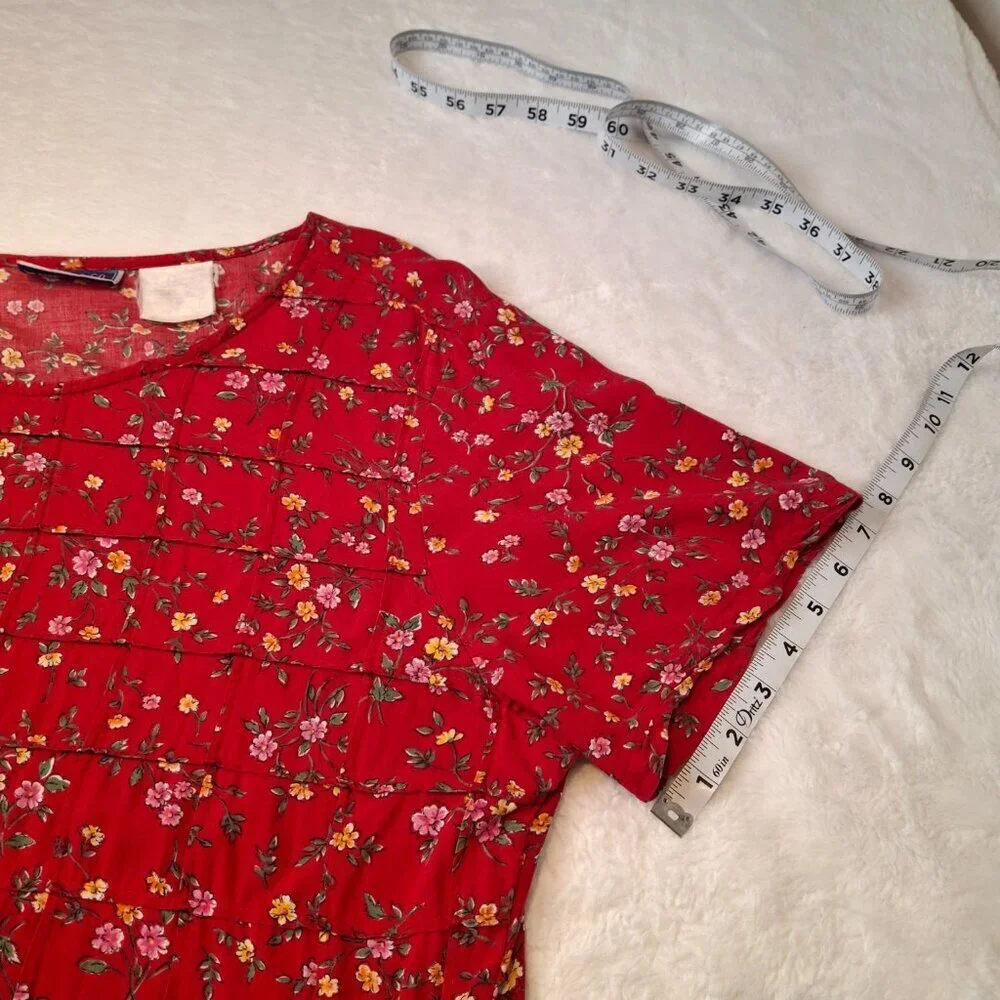 Erika & Co Floral Babydoll Maxi Summer Dress Sz L Boho Cottagecore Peasant - Picture 13 of 16